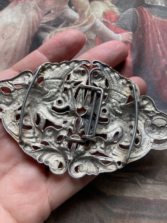 Antique Victorian Solid Sterling Silver Seraphic Belt Buckle main image 14